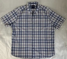 Tommy Bahama Plaid Shirt Men's Size XXL Short Sleeve Button Down Blue