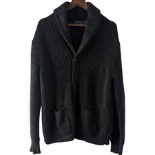 Polo Ralph Lauren Gray Heavyweight Cotton Shawl Collar Cardigan Sweater Large