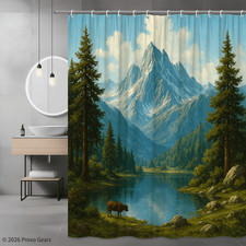 Scenic Mountain Landscape Shower Curtain for Bathroom Decor