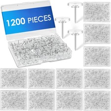 1200 Count Clear Push Pins Tacks, Thumb Tacks, Reusable Flat Head Thumbtacks ...