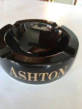 ASHTON Cigar Company Gorgeous Large Black and Gold Ceramic Ashtray 