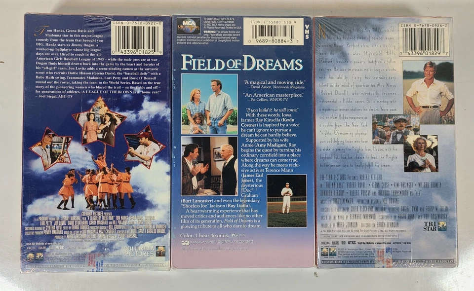 Lot of 3 VHS Sports Movies NEW ~ Field Of Dreams, Natural, A League Of Their Own - Image 3 of 4