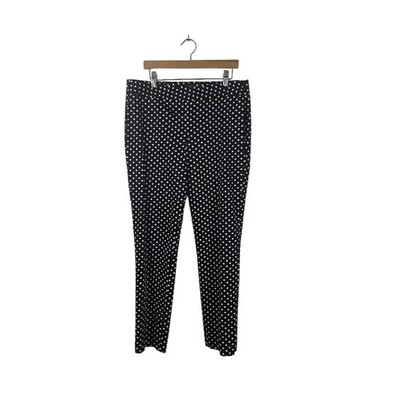 Talbots Polka Dot Pants Womens 4P Black White Tailored Ankle Dress Trousers