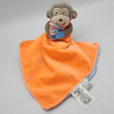 CARTER'S ORANGE MONKEY RATTLE SECURITY BLANKET LOVEY Plush 12" STUFFED ANIMAL
