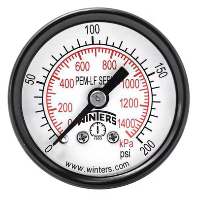 #ad Winters Pem1422lf Pressure Gauge 0 To 200 Psi Psi 1 1 2 In Dial 1 8 In Npt $11.19