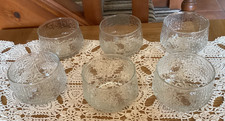 6 x VINTAGE RAVENHEAD GLASS SIESTA BARK EFFECT SUNDAE DISHES/DESERT BOWLS