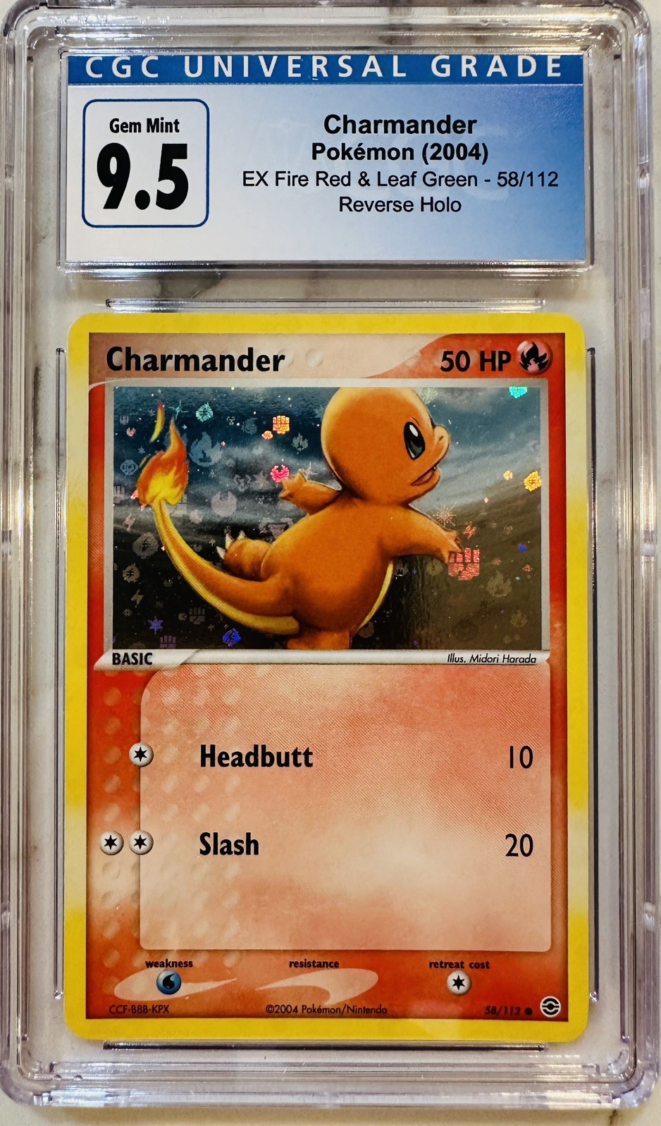 CGC 10 Charmander EX Fire Red & Leaf Green 58/112 Reverse Holo Pokemon Card
