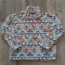 Eddie Bauer Womens XL sweater quarter zip southwest Aztec print fleece warm cozy