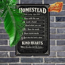 Classic Farmhouse Rules Home Decor Retro Metal Tin Sign 8x12