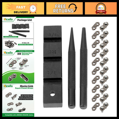 3PCS Pocket Chainsaw Repair Tool Set with 10 Chain Joiner Links & Straps - Mendi