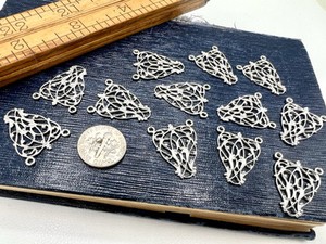 12 Pcs Silver Tone Filigree Vintage Stamping Connectors Jewelry Findings Lot