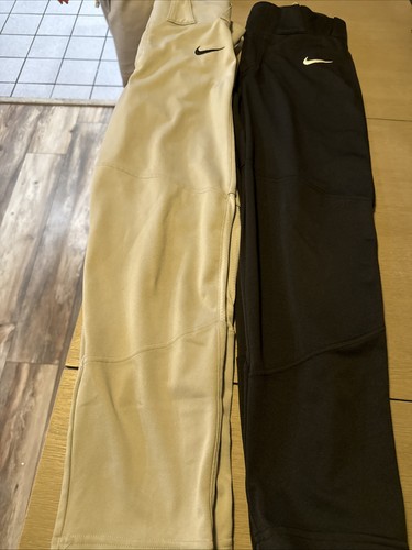 2 Nike Youth Baseball Pants Full Length Gray And Black Large