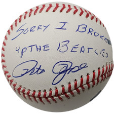 Pete Rose Autographed MLB Baseball w/ I'm Sorry I Broke up the Beatles - Rose Ho