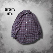 Rare 90s Burberrys Purple Nova Check Long Sleeve Button Down Shirt L