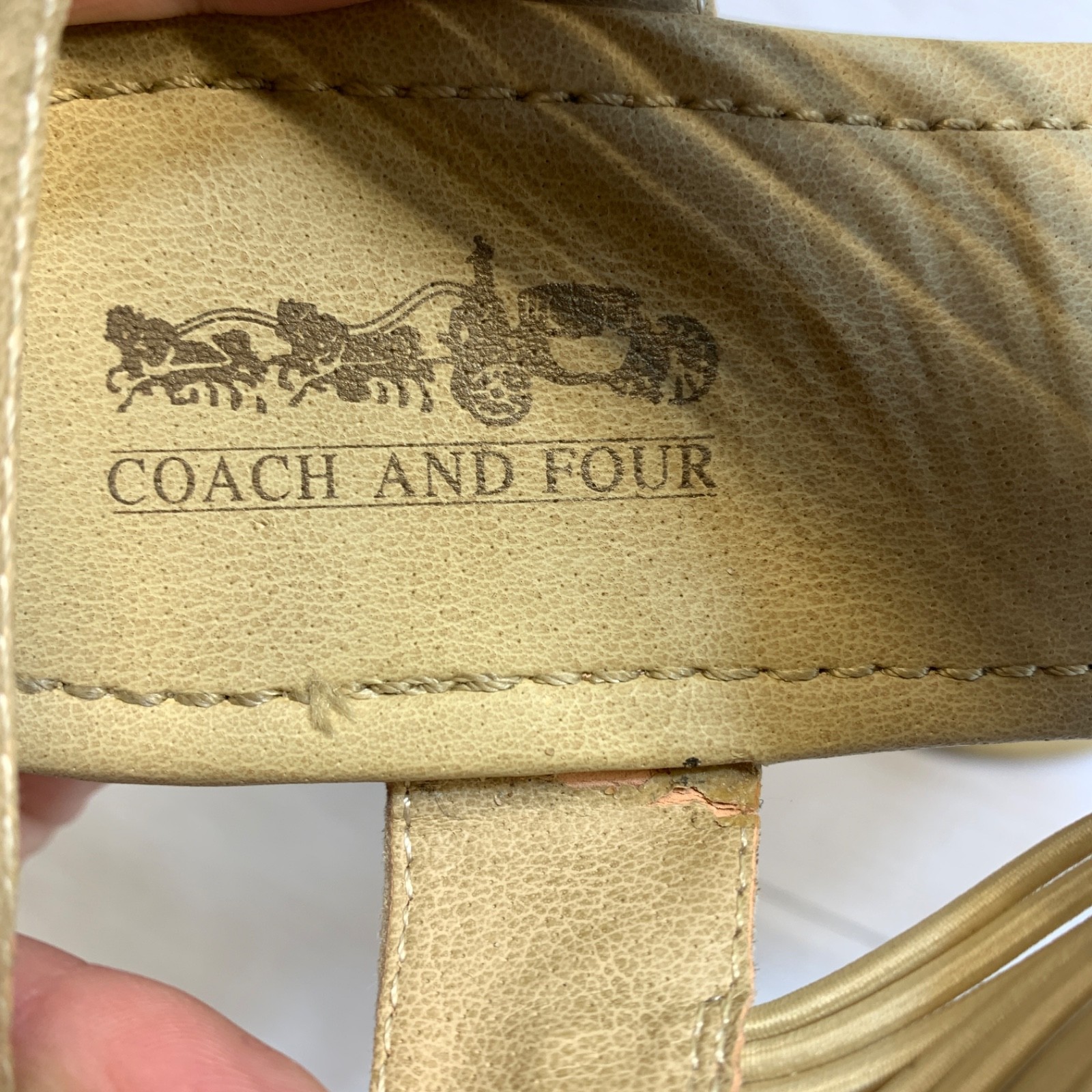 Coach and Four Brown Rhinestone Embellished Leather Slingback Sandals Size 7.5M