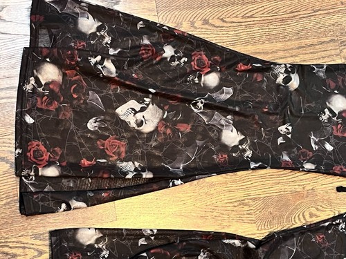 Killstar Black Spirala Mesh Bell Skull Pants XL NWT - Picture 2 of 5