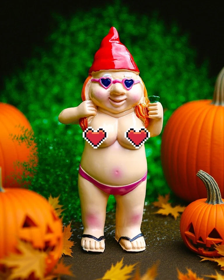 2 peças estátua de jardim de gnomo nu engraçado impertinente homem e mulher gnomos - Imagem 3 de 4