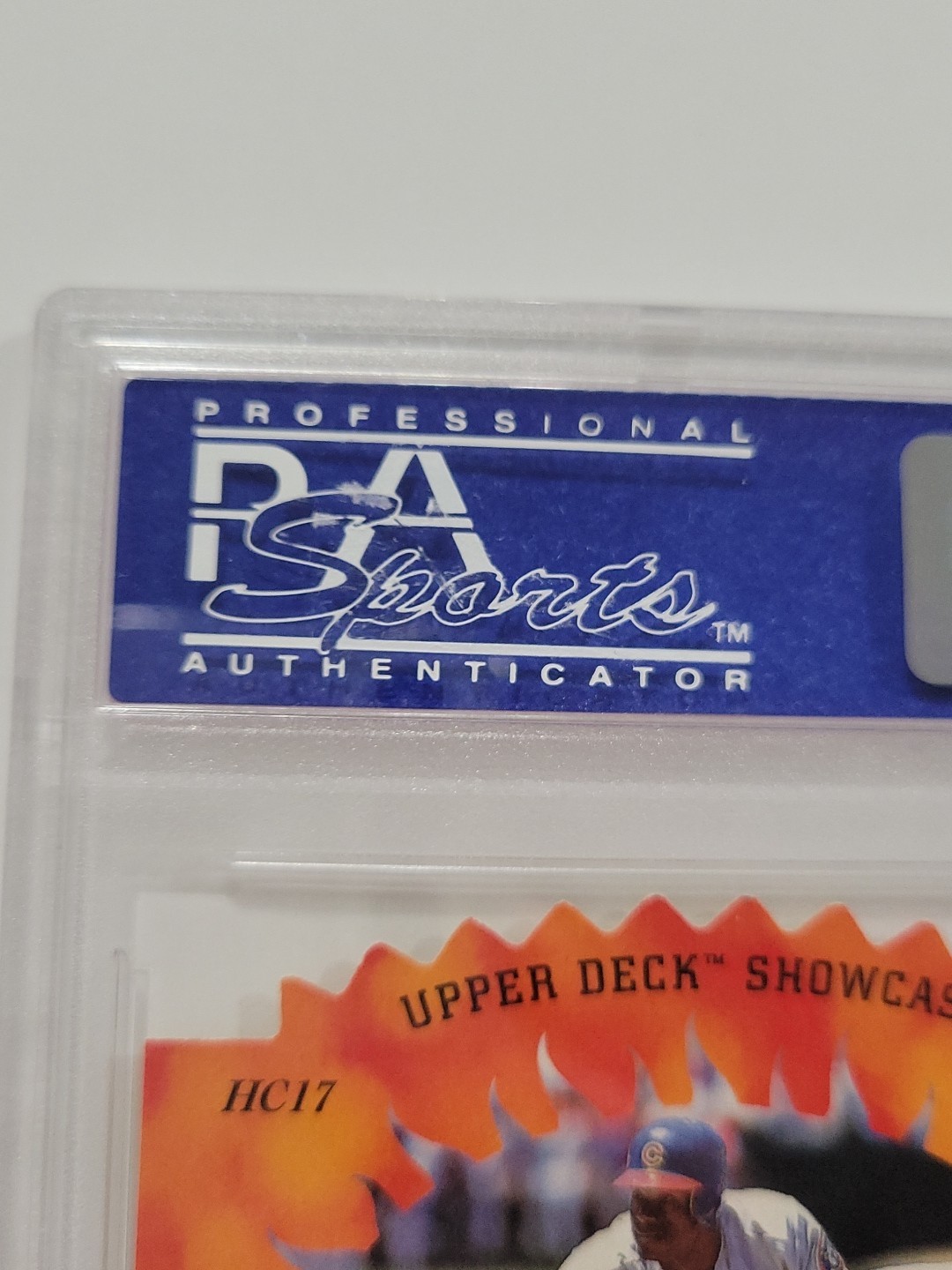 1996 Upper Deck Hot Commodities Sammy Sosa #HC17 PSA 8 Die Cut Insert Cubs UD view 3