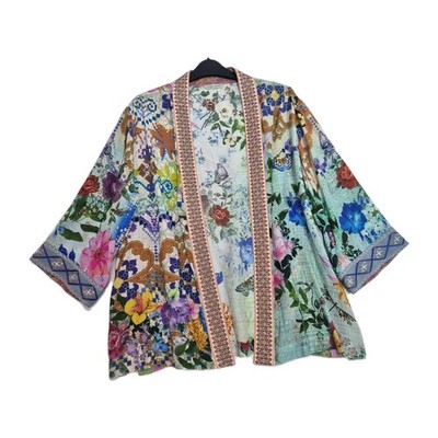 John Mark Women's Cardigan Size PXL Butterfly Floral Embroidered Open Kimono  67