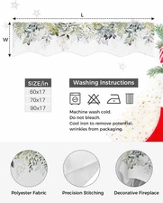 Sage Green Mantle Scarf 70 x 17 Inch, Watercolor Plant Leaves Fireplace Mante...