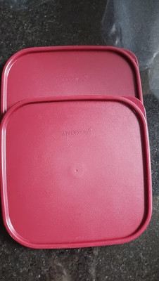 Tupperware NEW Set of 2 Modular Mates Replacement Square Seals Lids RED #1623