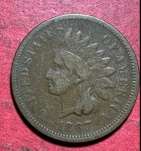 1867 US Indian Head Cent! Lower Mintage! VG! Nice! Old US Coin!