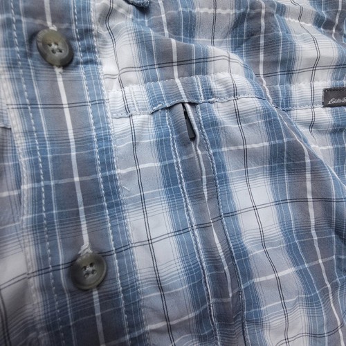 Eddie Bauer Travex Short Sleeve Shirt Mens XL Tall Plaid Hiking Fishing Light - Picture 5 of 9