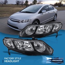 For 06-11 Honda Civic Dx Lx Ex Sedan Fa Jdm Black Clear Headlights Lamps Lh Rh