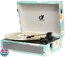 Vinyl Record Player Bluetooth with Built-in Speakers, Vintage Portable Suitca