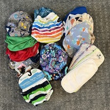 Huge Lot Of Reusable Cloth Diapers Various Sizes And Brands