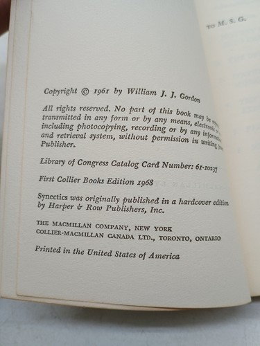 Synektik: Die Entwicklung kreativer Fähigkeiten von William Gordon 1968 PB - Bild 5 von 9