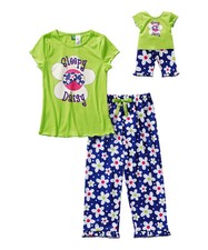 Dollie Me Girl 14 and 18" Doll Matching Daisy Pajama Outfit fit American Girls
