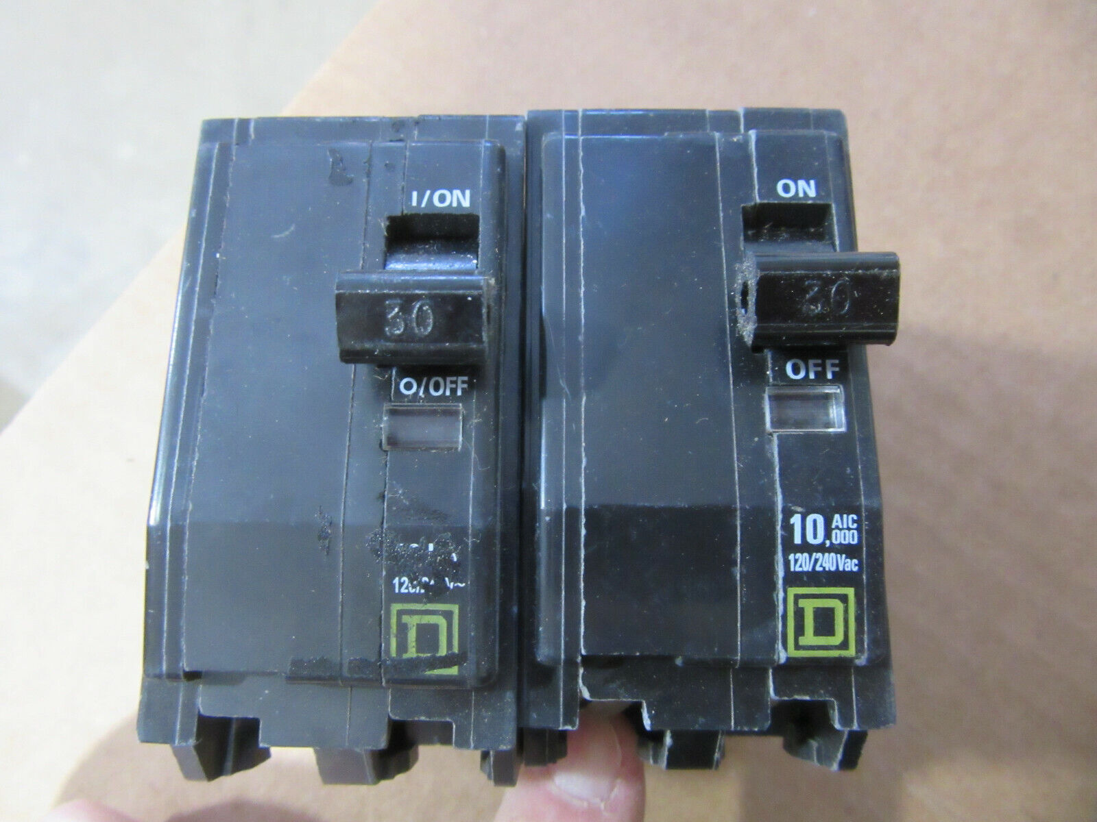 (2) Square D QOB230 Bolt-On Circuit Breaker 2P 30A 120/240V VGC!