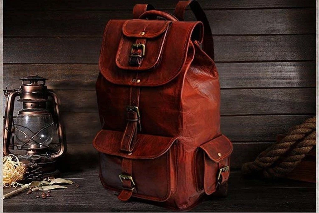 Men's Messenger Goat Backpack Vintage Laptop Rucksack Genuine New Bag