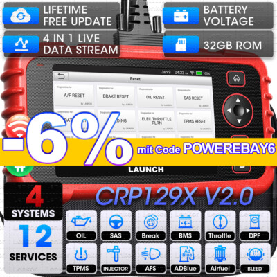 2025 Launch CRP129X V2.0 Elite Diagnosegerät Auto OBD2 Scanner TPMS EPB SAS ABS