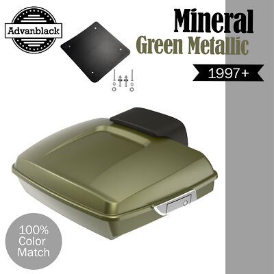 Advanblak MINERAL GREEN METALLIC Razor Tour Trunk Pack For Harley/Softail