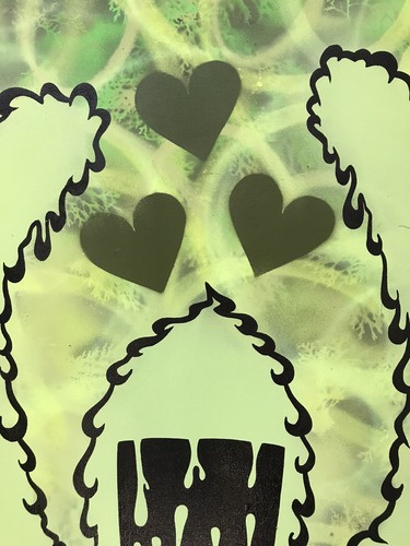 2012 Long Beach Artista Rhett Johnson Arte Pop Pintura Fiesta Verde 24 x 36" - Imagen 5 de 10