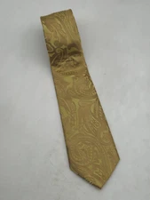 Barry Wang Silk Neck Tie Mens Gold Paisley