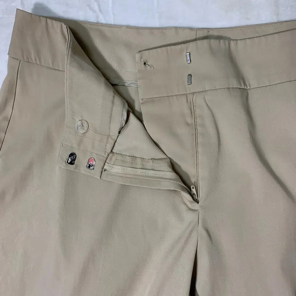 Pantalones cortos Studio 1940 para mujer beige tiro alto bolsillos elásticos cremallera plus 20W Foto 4 de 4