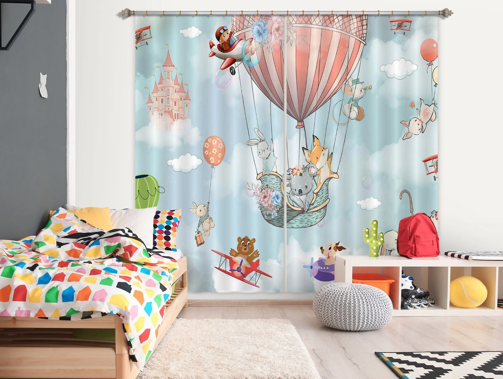 3D Sky Cartoon Balloons B6472 Photo Curtain Window Blockout Fabric Amy 2024