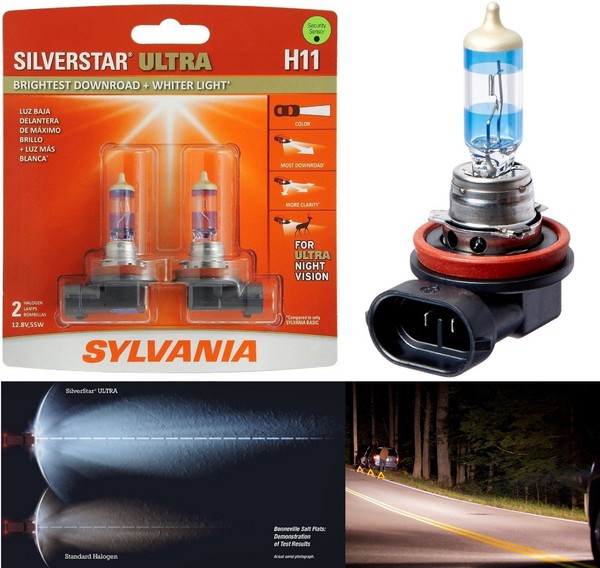 Sylvania Silverstar Ultra H11 55W Zwei Birnen Scheinwerfer Hoch TräGer Ersatz-image