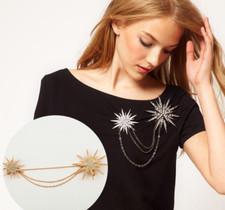 Large Twin Star Bridal Brooch