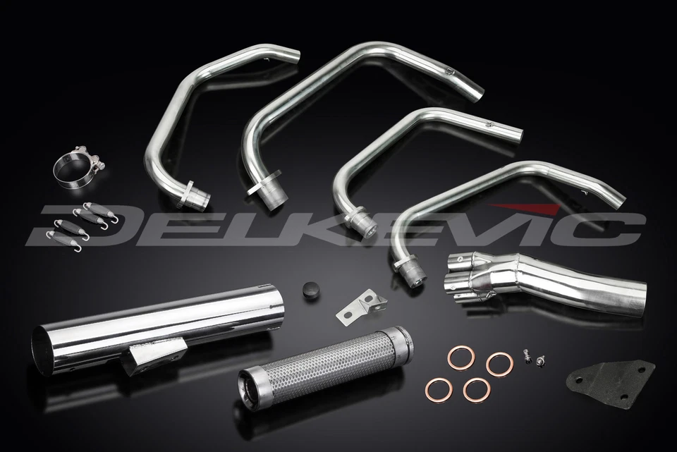 Silenciador recto de acero inoxidable Kawasaki KZ650D SR650 1978-1981 escape completo 4-1 Foto 2 de 4