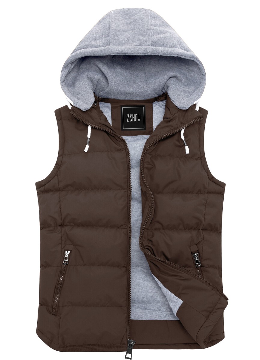 ZSHOW Men's Outdoor Vest Removable Hooded Padded Puffer Vest