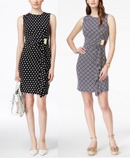 NWT $120 Michael Kors Logo Plate Loflin Print Faux-Wrap Dress 