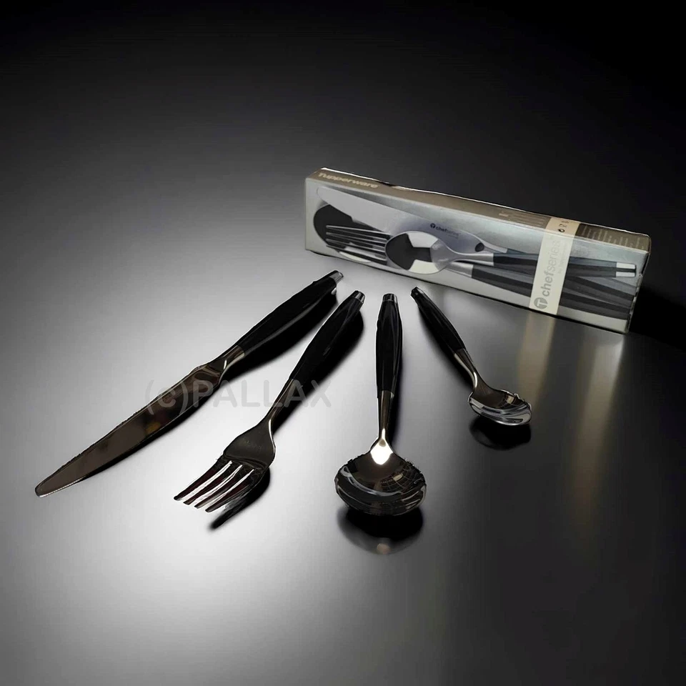 TUPPERWARE C114 CHEF-SERIE BESTECK (4-TEILIG) MESSER GABEL LÖFFEL TEELÖFFEL - Bild 3 von 4
