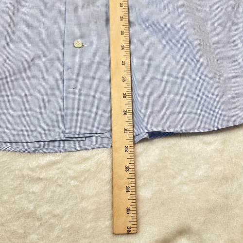 Eton Shirt Mens 43 17 Blue Plaid Contemporary Long Sleeve Button Up Geometric - Picture 5 of 10