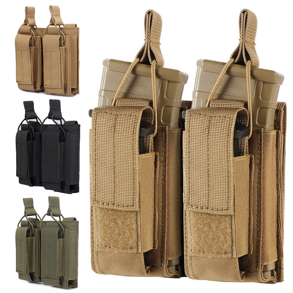 Molle Double Mag Pouch Open Top Rifle Pistol Magazine Bag for Tactical Vest Belt-image