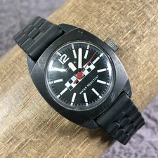 Vintage Timex Rally Ladies Sport Black Rubber Round Mechanical Wind Watch 6 1/4"