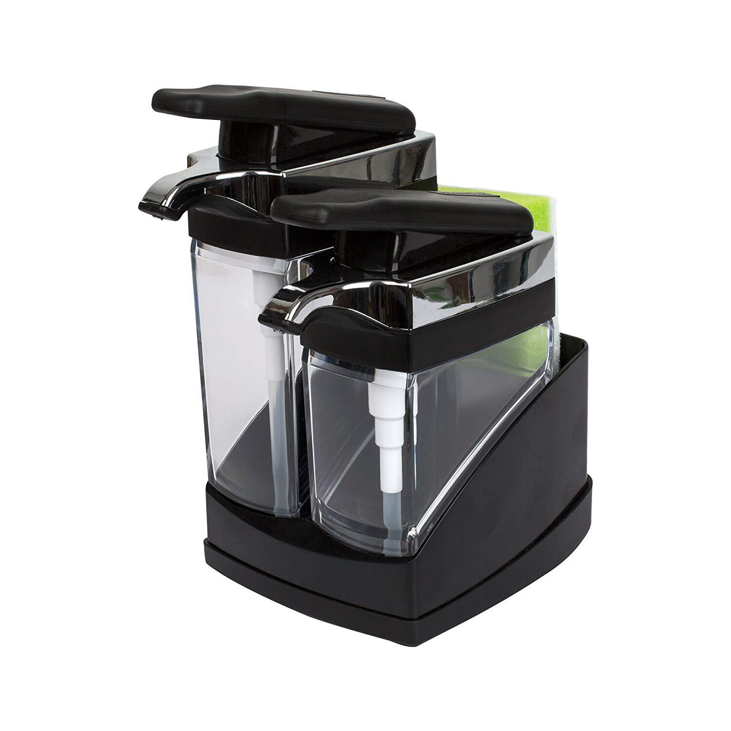 Casabella Sink Sider Duo With Sponge Storage for Dish & Hand Soap Black/White